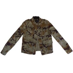 SANCTUARY Green Brown Camouflage Shirt/Jacket Button Down Anthropologie XS